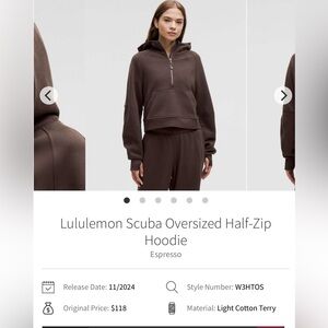 lululemon Scuba Oversized Hoodie - M/L - Espresso